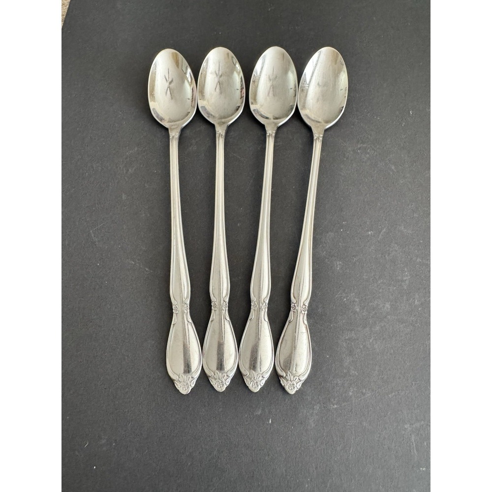 Oneida Community Chatelaine Iced Tea Spoons Stainless Flatware Lot Of 4